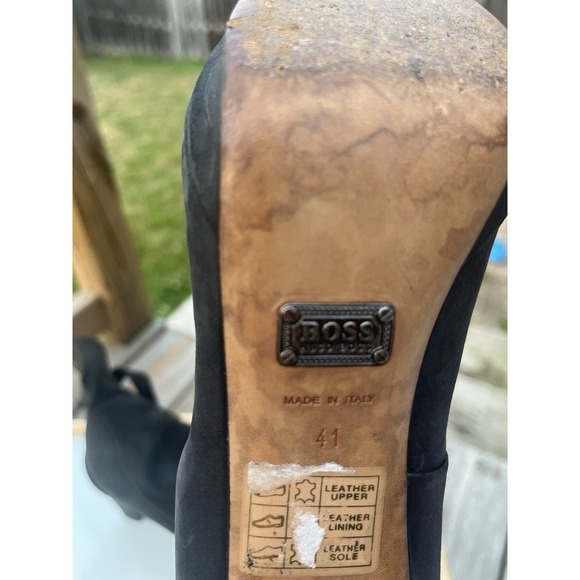 Hugo Boss Black Nubuck Suede Women's Ankle Boots W/Wraparound Ties Size 41 Italy - Picture 6 of 11